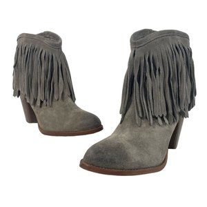 Frye Women's Grey Leather Ankle Booties Sz 7 - NWOB